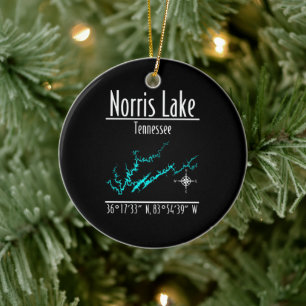 Norris Lake Tennessee Map Coordinates Ceramic Ornament