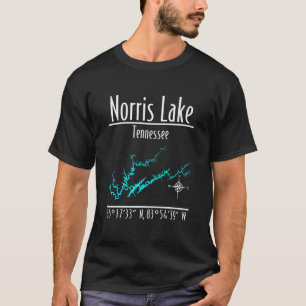 Norris Lake Tennessee Map Coordinates T-Shirt