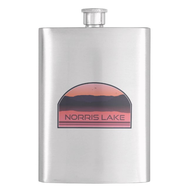 Norris Lake Tennessee Red Sunrise Hip Flask (Front)