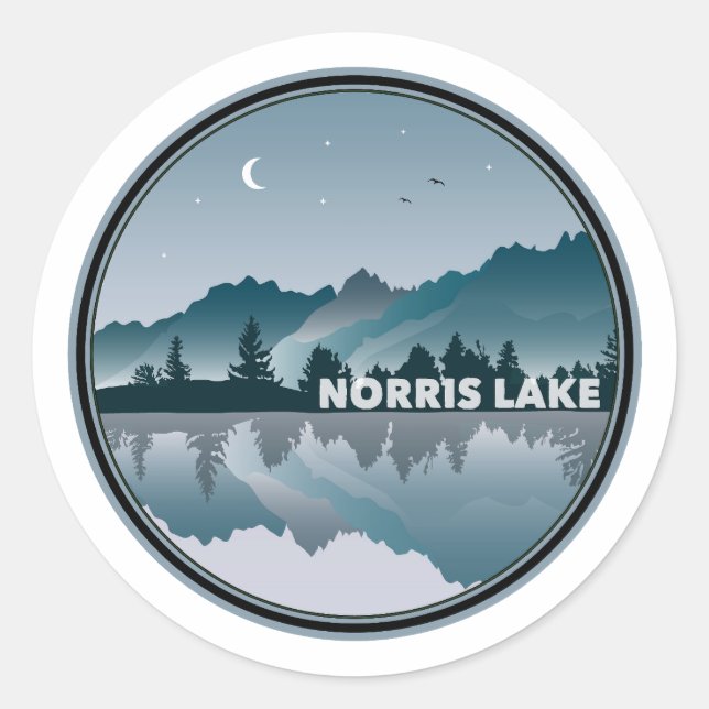 Norris Lake Tennessee Reflection Classic Round Sticker (Front)