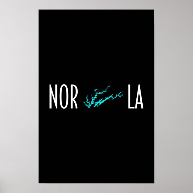 Norris Lake Tennessee Shoreline Map Typography Poster (Front)