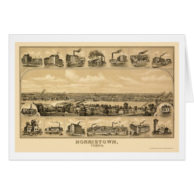 Norristown, carte panoramique de PA - 1881 (Devant horizontal)