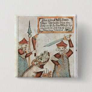 Norse god Tyr losing his hand to the bound wolf 2 Inch Square Button