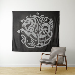 Norse Mythic Horse Knot Design Tapestry