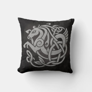Norse Mythic Horse Knot Design Throw Pillow
