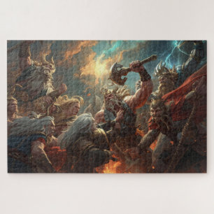 Norse Mythology Battle Scene Jigsaw Puzzle