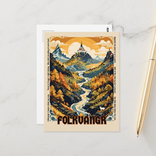 Norse Mythology Freyja's Realm Folkvangr Postcard (Front/Back In Situ)