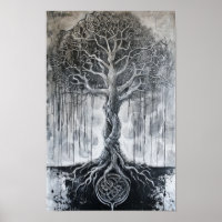 Norse Mythology Yggdrasil Traditional Black Art Po