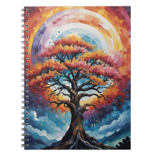 Norse Pagan Orange Yggdrasil Tree of Life Vibrant Notebook