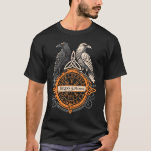 Norse Raven Huginn and Muninn Celtic Vegvisir Viki T-Shirt