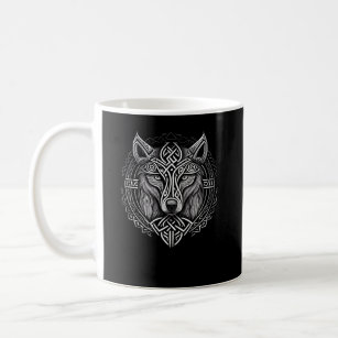 Norse Style Viking Wolf Tattoo Wildlife Animal Coffee Mug