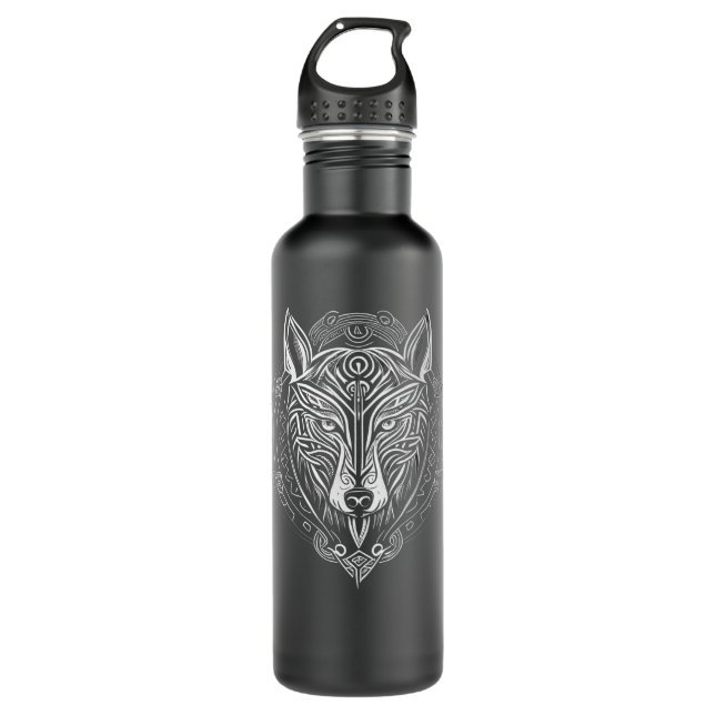 Norse Style Viking Wolf Tattoo Wildlife Animal V51 710 Ml Water Bottle (Front)