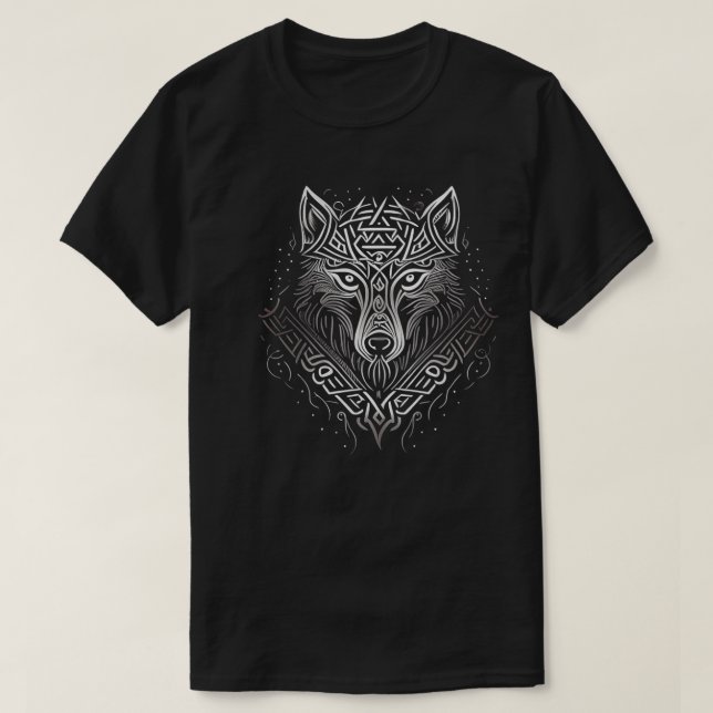 Norse Style Viking Wolf Tattoo Wildlife Animal (V. T-Shirt (Design Front)