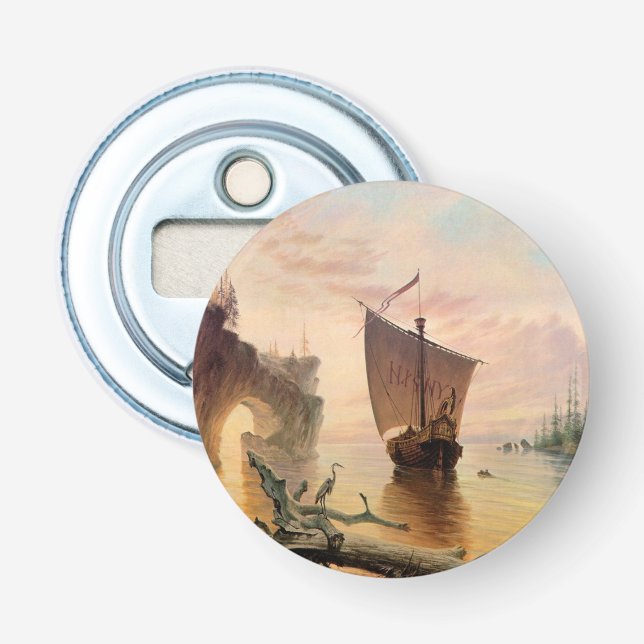 Norse Viking Boat Ship Bottle Opener Magnet (Front)
