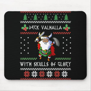 Norse Xmas Christmas Viking Deck Vhalla With Skull Mouse Pad