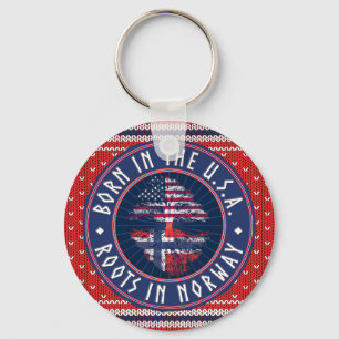 Norsk - "Born in USA · Roots in Norway"  Keychain