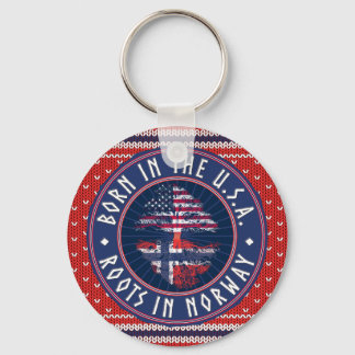 Norsk - "Born in USA · Roots in Norway"  Keychain