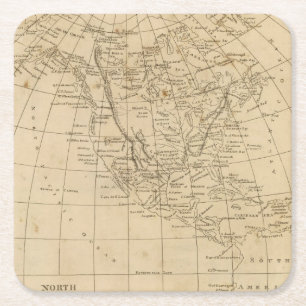 North America 15 Square Paper Coaster