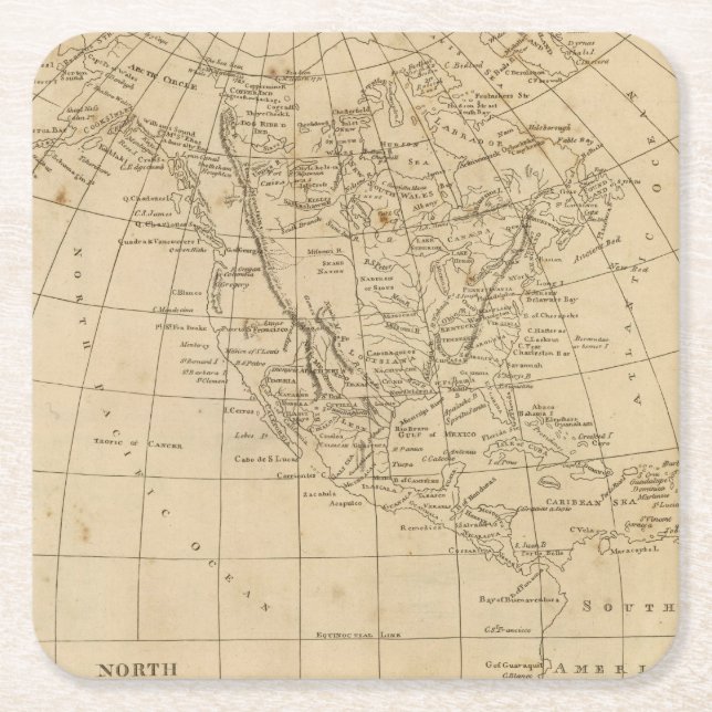 North America 15 Square Paper Coaster (Front)