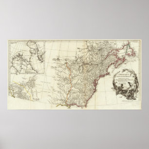 North America 1763 Boundaries inset map Poster