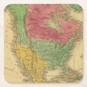 North America 9 2 Square Paper Coaster