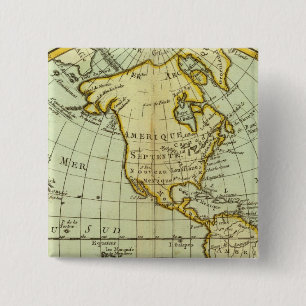 North America and South America 2 Inch Square Button