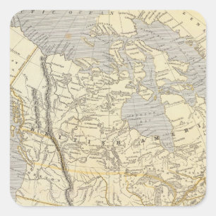 North America Atlas Map 2 Square Sticker