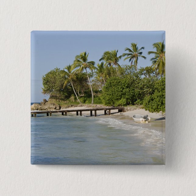 North America, Caribbean, Dominican Republic. 2 Inch Square Button (Front)