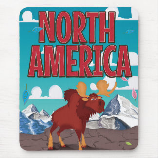 North america cartoon travel poster art. mouse pad