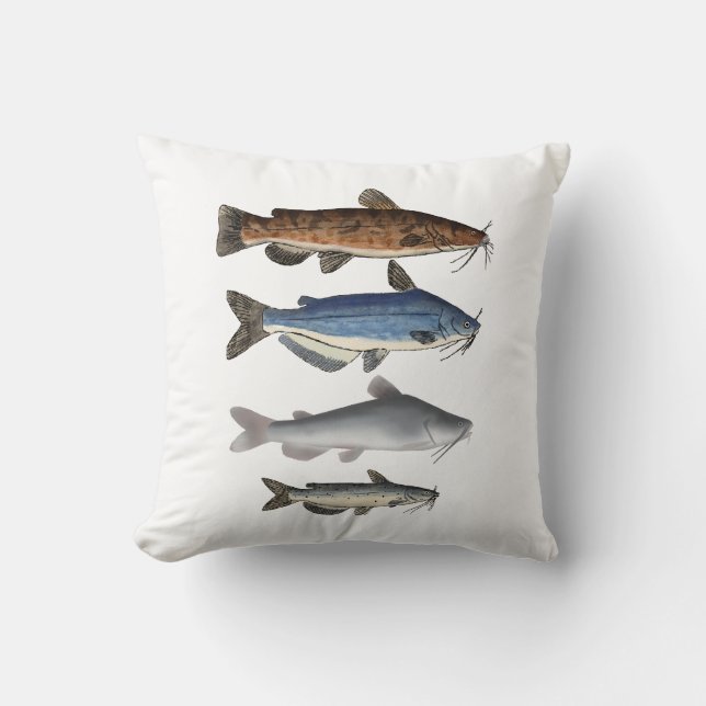 North America Catfish Group Throw Pillow (Front)