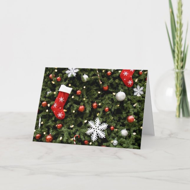 North America. Christmas decorations on tree. 2 Holiday Card (Front)