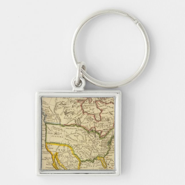North America Engraved map Keychain (Front)