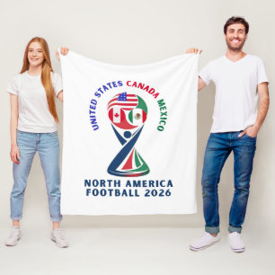 North America Football 2026 USA Canada Mexico Fleece Blanket