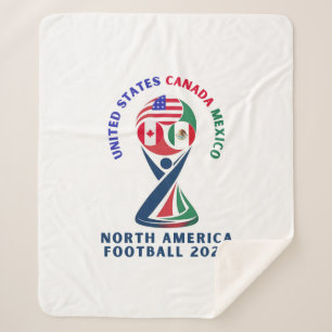 North America Football 2026 USA Canada Mexico Sherpa Blanket