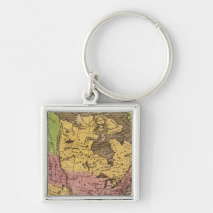 North America Hand Coloured Atlas Map Keychain
