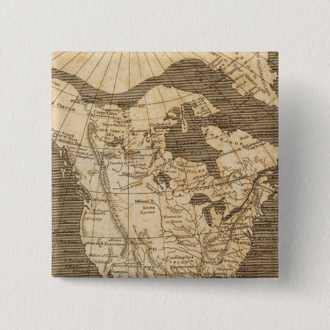 North America Map by Arrowsmith 2 Inch Square Button (Front)