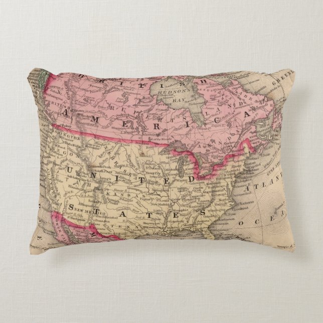 North America Map by Mitchell Accent Pillow (Front)