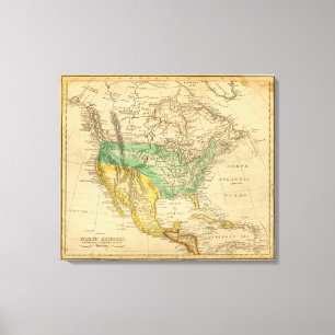 North America Map by Worcester Canvas Print