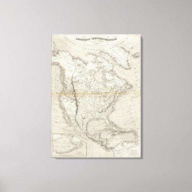 North America Map Canvas Print (Front)