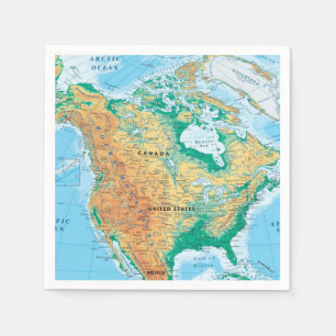 North America Map Napkin
