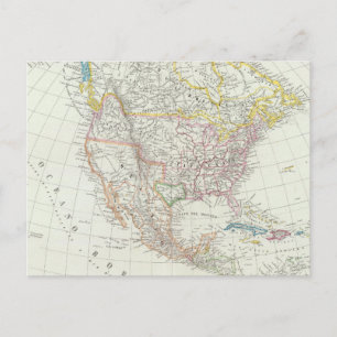 North America Map Postcard