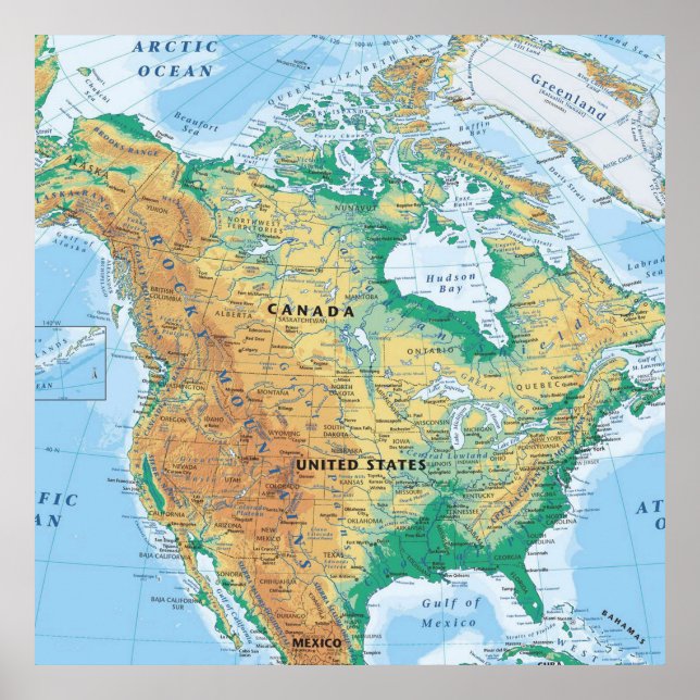 North America Map Poster (Front)