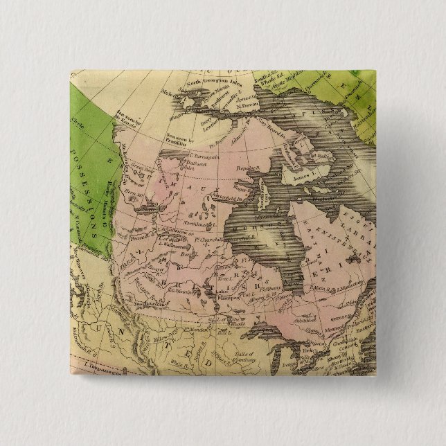 North America Olney Map 2 Inch Square Button (Front)