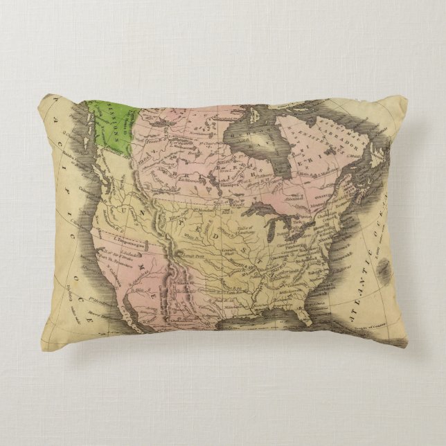 North America Olney Map Decorative Pillow (Front)