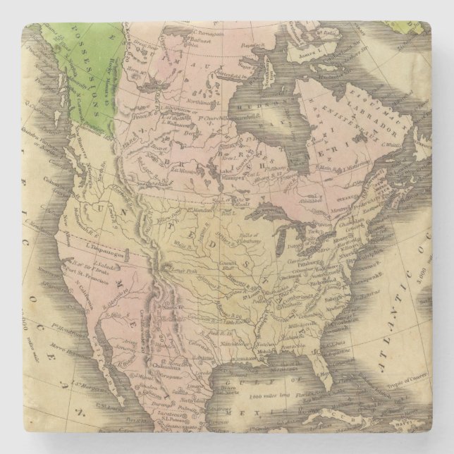 North America Olney Map Stone Coaster (Front)