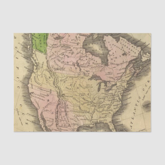 North America Olney Map Tissue Paper (Front)
