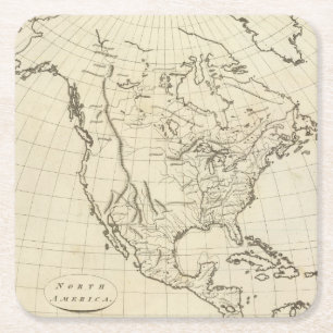 North America outline map Square Paper Coaster
