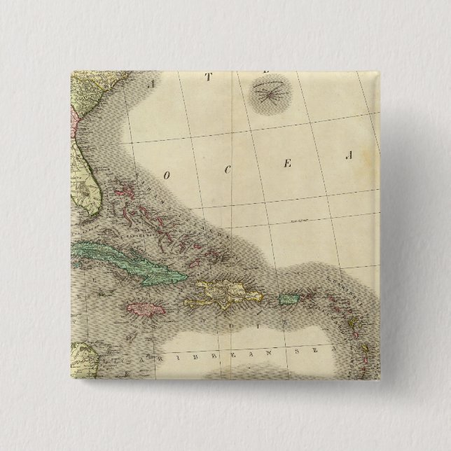 North America Southeast 2 Inch Square Button (Front)