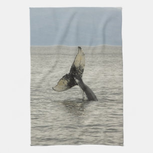 North America, USA, AK, Inside Passage. Humpback Kitchen Towel