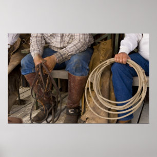 North America, USA. Cowboys relaxing and 2 Poster